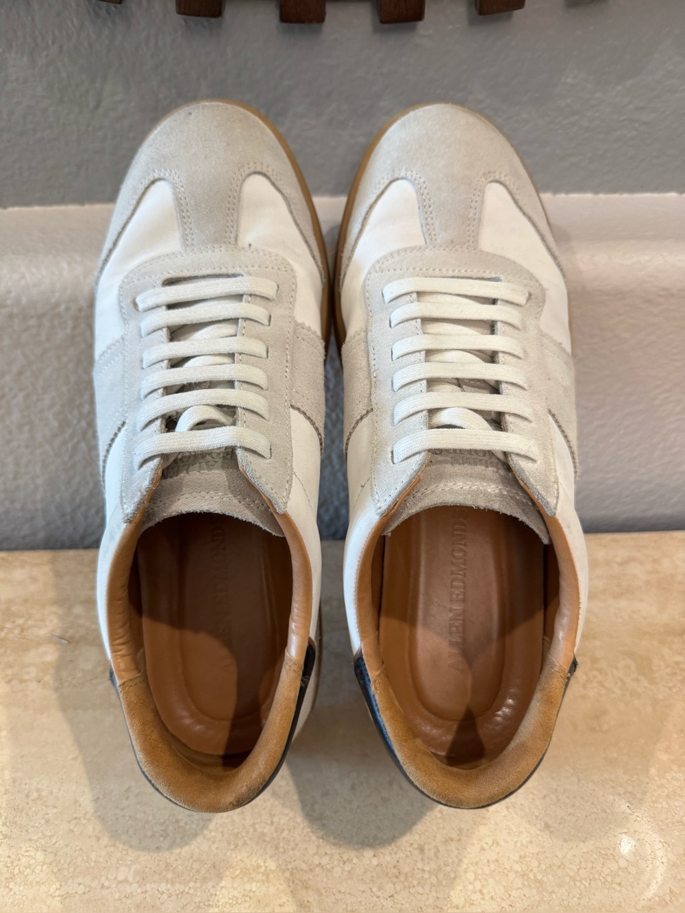 Allen Edmonds Men's Neutral White & Beige Suede Casual Sneakers